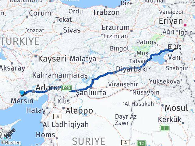 Mersin Muradiye Van Arası Kaç Km - Yol Haritası