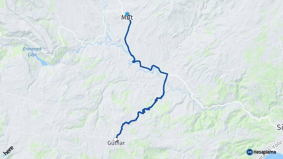 Mersin Mut Gülnar Arası Kaç Km - Yol Haritası