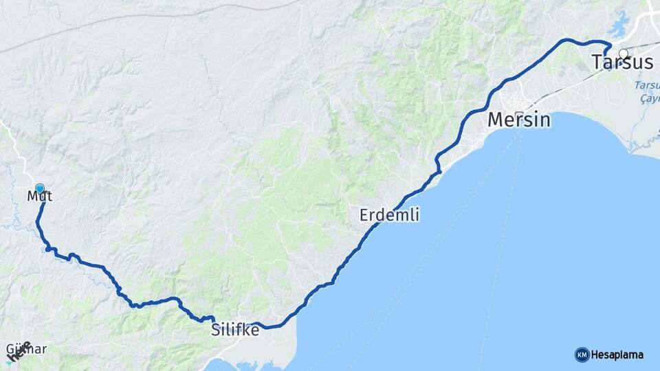 Mersin Mut Tarsus Arası Kaç Km - Yol Haritası