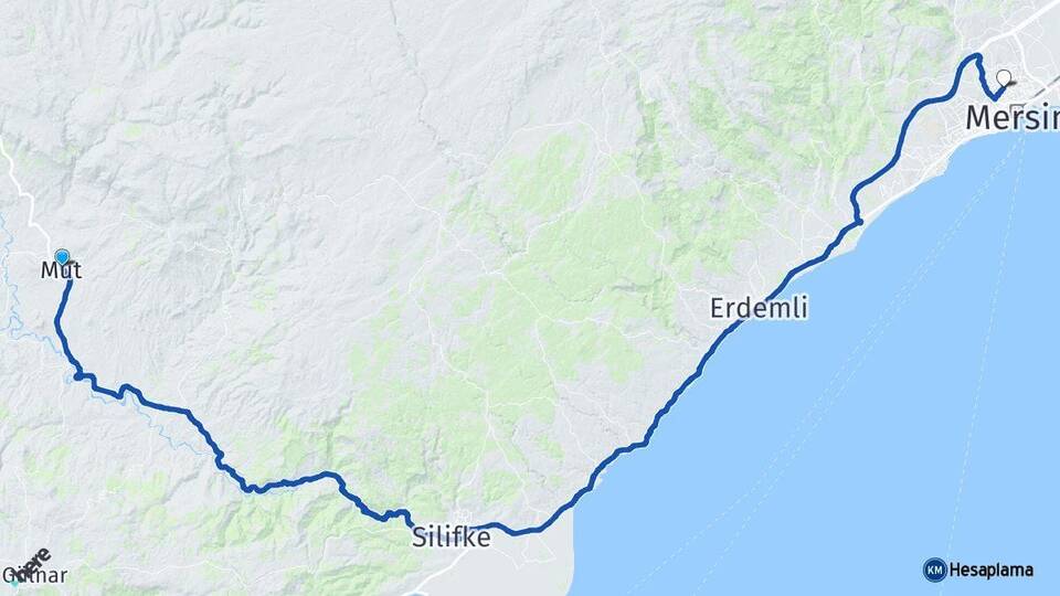 Mersin Mut Toroslar Arası Kaç Km - Yol Haritası