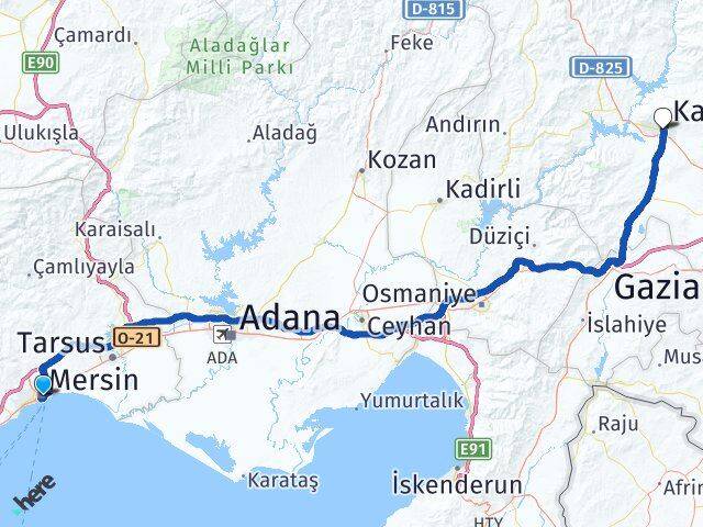 Mersin Onikişubat Kahramanmaraş Arası Kaç Km - Yol Haritası