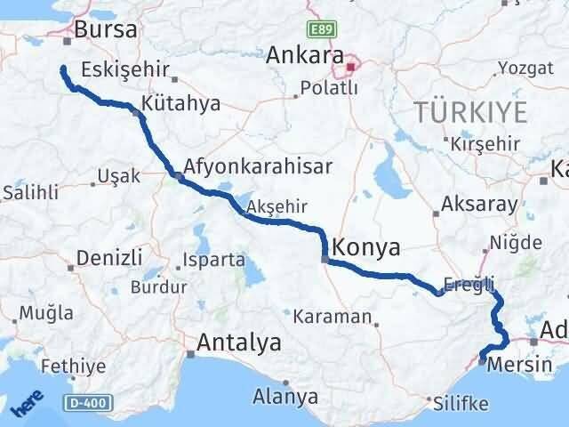 Mersin Orhaneli Bursa Arası Kaç Km - Yol Haritası