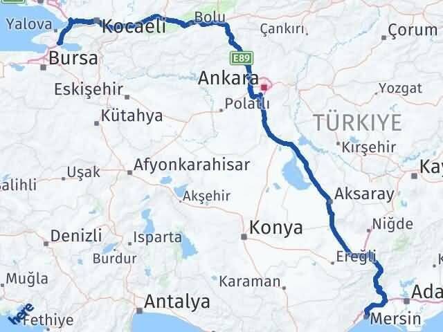 Mersin Orhangazi Bursa Arası Kaç Km - Yol Haritası