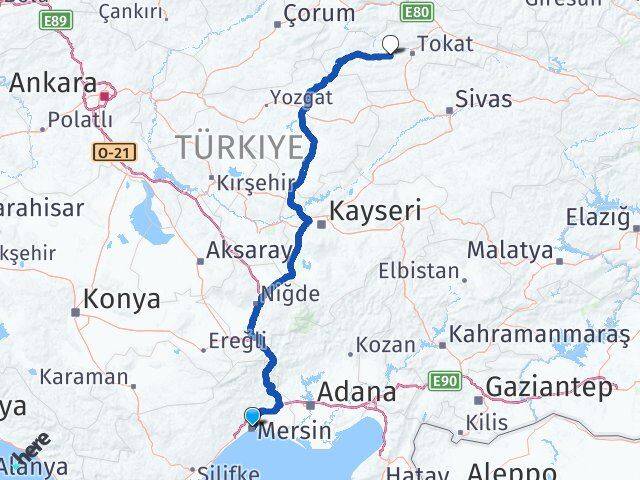 Mersin Pazar Tokat Arası Kaç Km - Yol Haritası