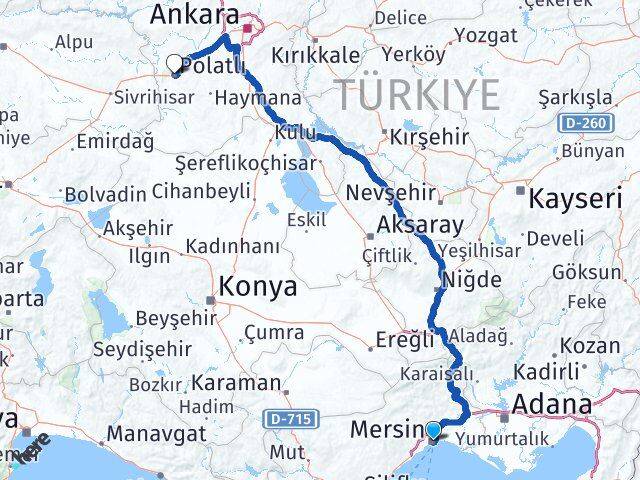 Mersin Polatlı Ankara Arası Kaç Km - Yol Haritası