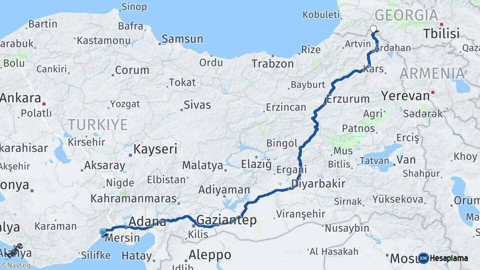 Mersin Posof Ardahan Arası Kaç Km - Yol Haritası