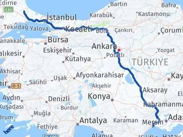 Mersin Saray Tekirdağ Arası Kaç Km - Yol Haritası
