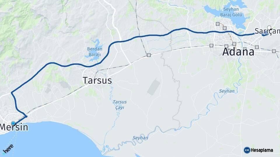 Mersin Sarıçam Adana Arası Kaç Km - Yol Haritası