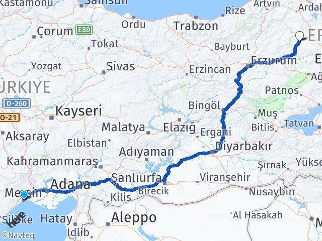 Mersin Selim Kars Arası Kaç Km - Yol Haritası