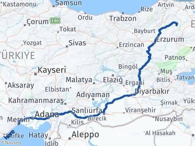 Mersin Şenkaya Erzurum Arası Kaç Km - Yol Haritası