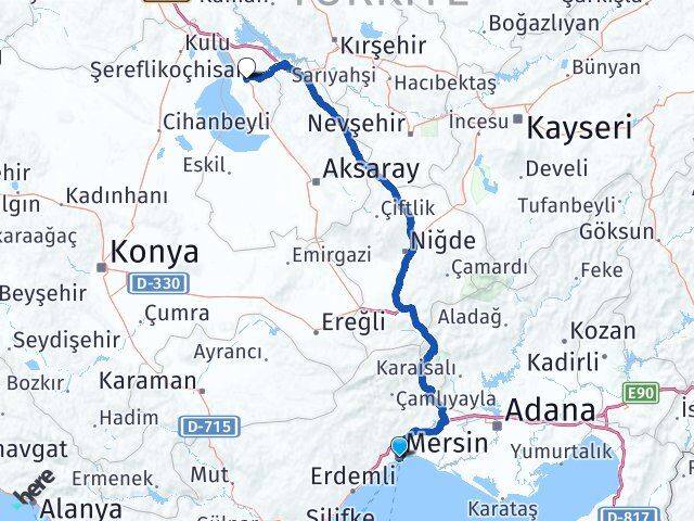 Mersin Şereflikoçhisar Ankara Arası Kaç Km - Yol Haritası