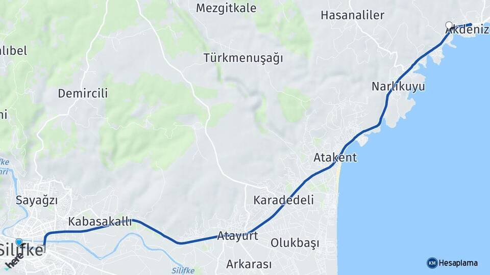 Mersin Silifke Arkum Silifke Arası Kaç Km - Yol Haritası