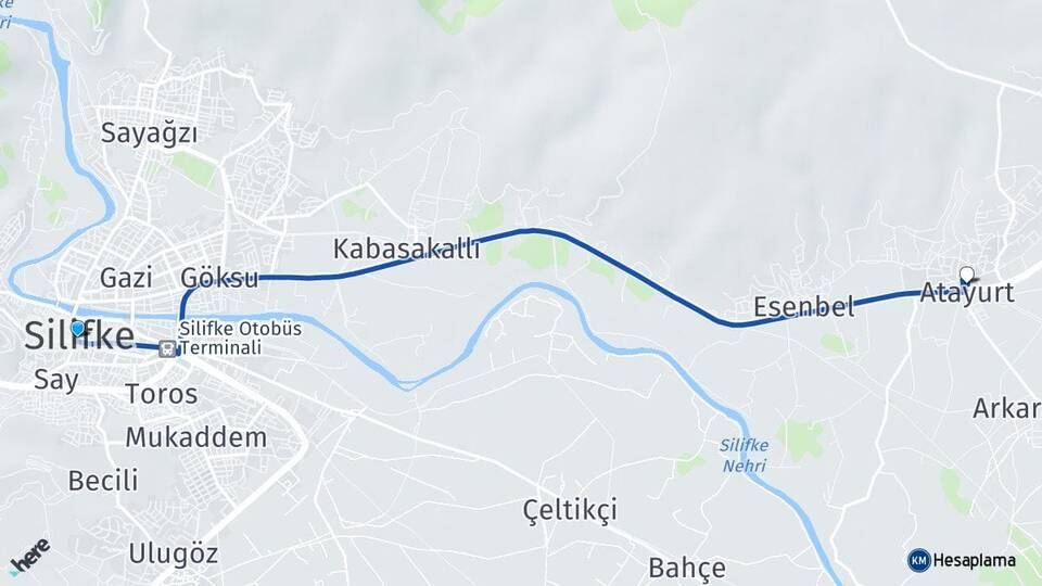 Mersin Silifke Atayurt Silifke Arası Kaç Km - Yol Haritası