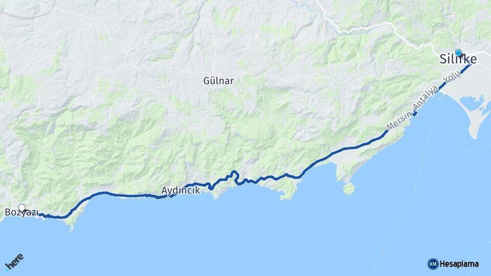 Mersin Silifke Bozyazı Arası Kaç Km - Yol Haritası