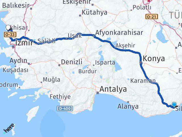 Mersin Silifke Çandarlı Dikili İzmir Arası Kaç Km - Yol Haritası