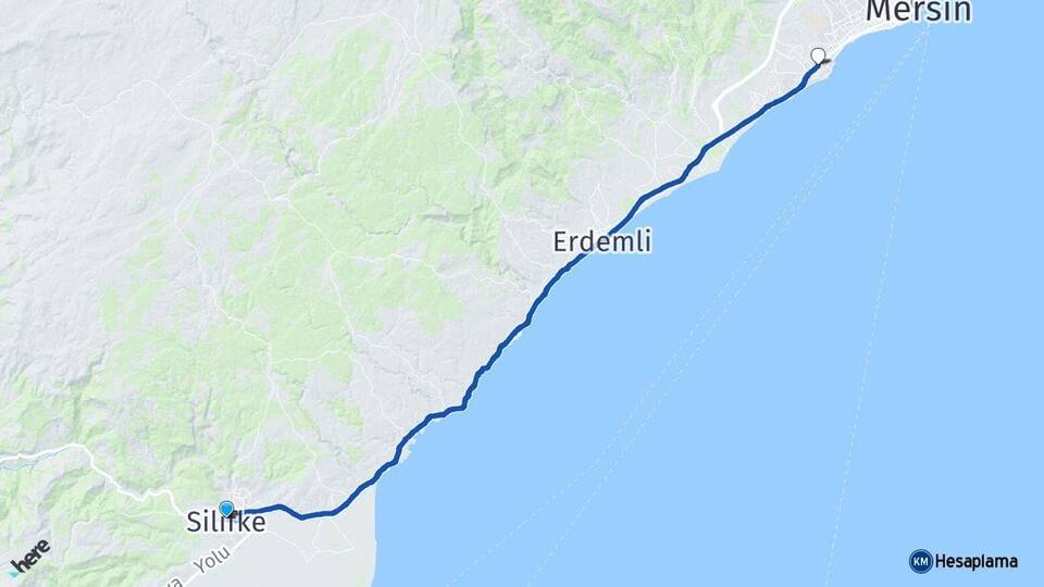 Mersin Silifke Mezitli Arası Kaç Km - Yol Haritası