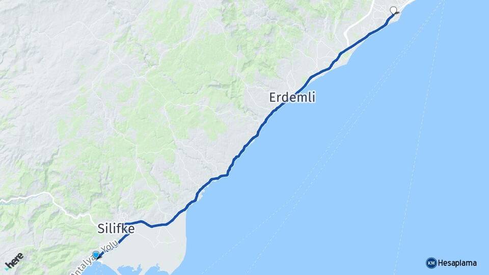 Mersin Silifke Taşucu Mezitli Arası Kaç Km - Yol Haritası