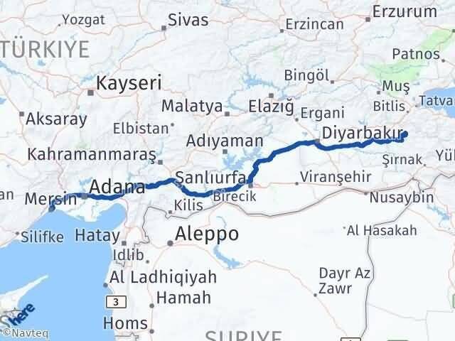 Mersin Şirvan Siirt Arası Kaç Km - Yol Haritası
