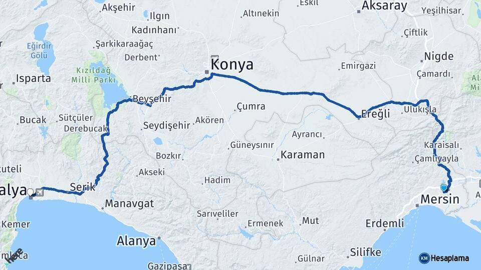 Mersin Tarsus Antalya Arası Kaç Km - Yol Haritası