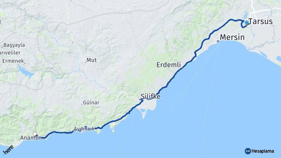 Mersin Tarsus Bozyazı Arası Kaç Km - Yol Haritası