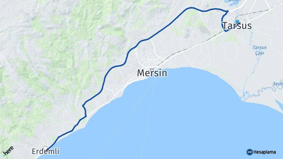 Mersin Tarsus Erdemli Arası Kaç Km - Yol Haritası