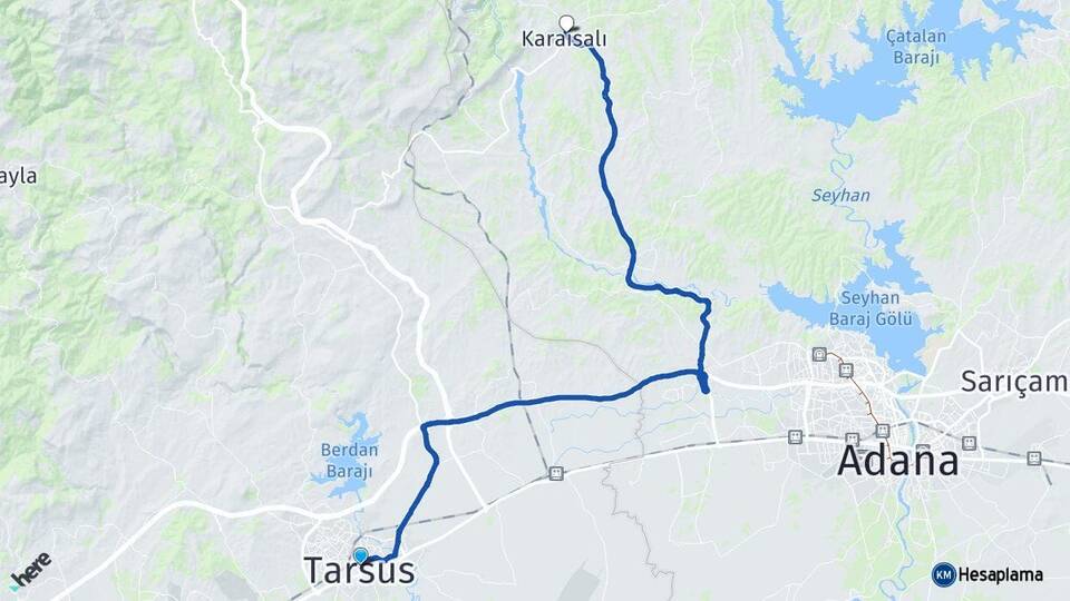 Mersin Tarsus Karaisalı Adana Arası Kaç Km - Yol Haritası
