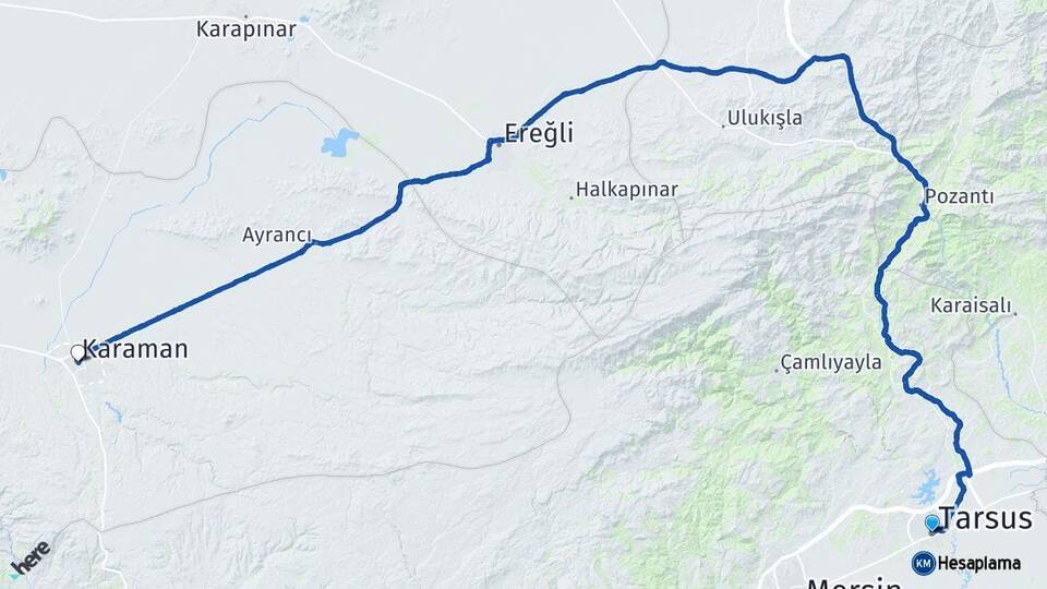 Mersin Tarsus Karaman Arası Kaç Km - Yol Haritası