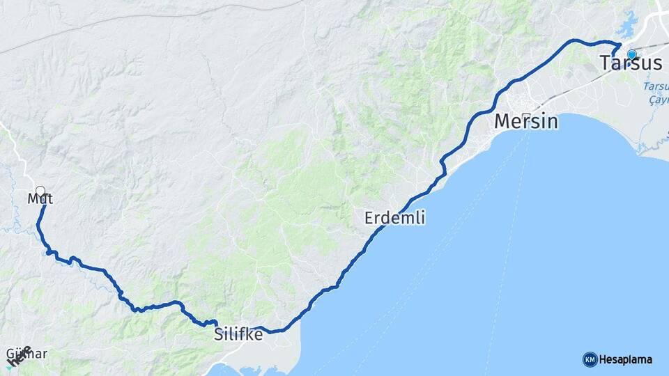 Mersin Tarsus Mut Arası Kaç Km - Yol Haritası
