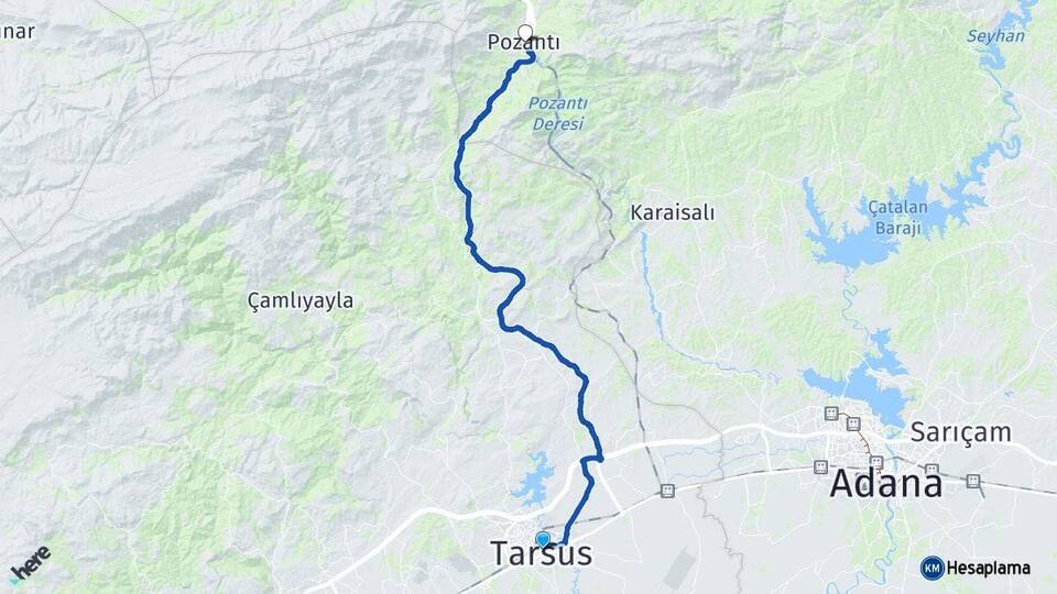 Mersin Tarsus Pozantı Adana Arası Kaç Km - Yol Haritası