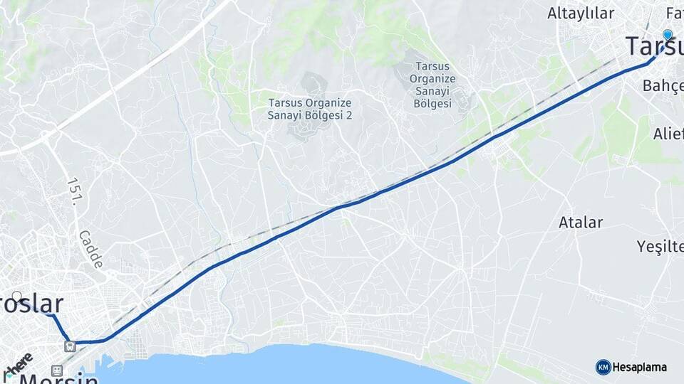 Mersin Tarsus Toroslar Arası Kaç Km - Yol Haritası