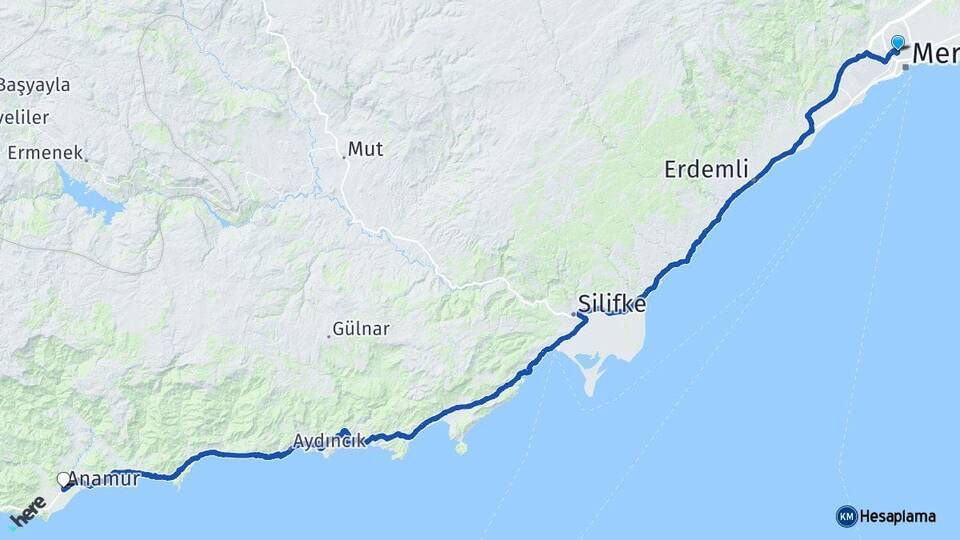 Mersin Toroslar Anamur Arası Kaç Km - Yol Haritası