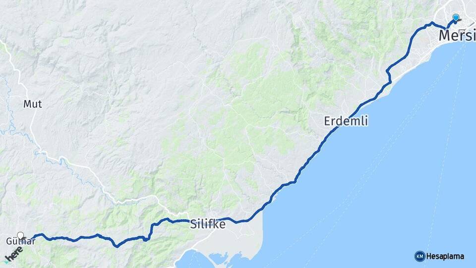 Mersin Toroslar Gülnar Arası Kaç Km - Yol Haritası