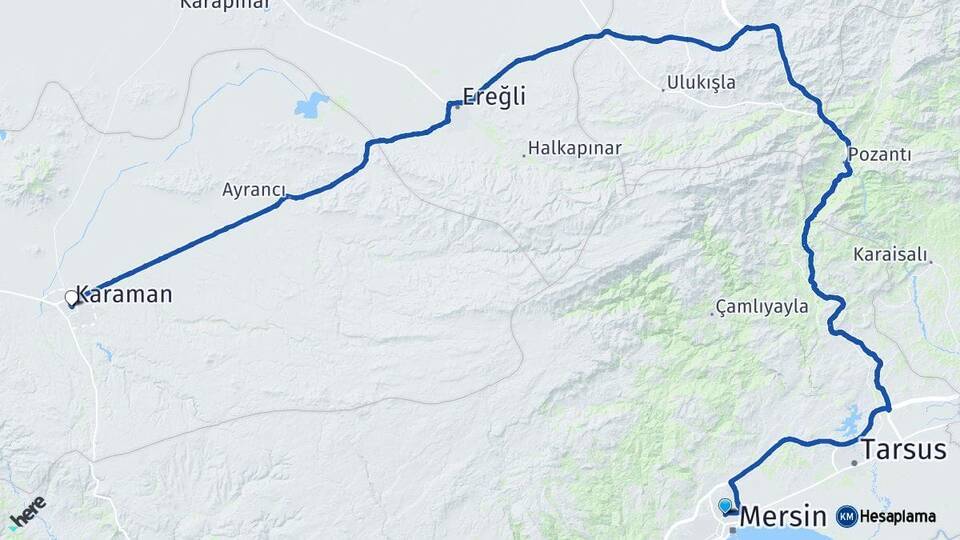 Mersin Toroslar Karaman Arası Kaç Km - Yol Haritası