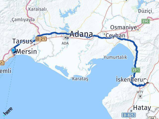 Mersin Toroslar Kırıkhan Hatay Arası Kaç Km - Yol Haritası
