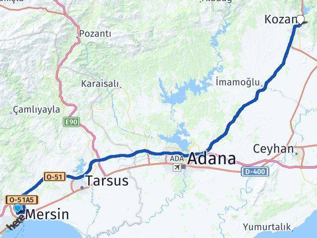 Mersin Toroslar Kozan Adana Arası Kaç Km - Yol Haritası