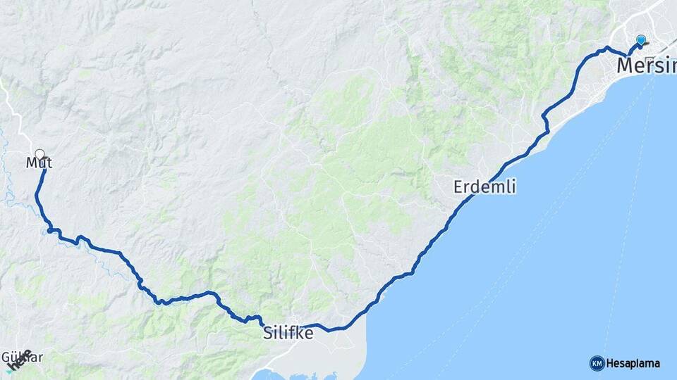 Mersin Toroslar Mut Arası Kaç Km - Yol Haritası