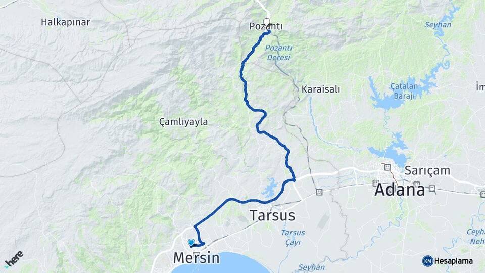 Mersin Toroslar Pozantı Adana Arası Kaç Km - Yol Haritası