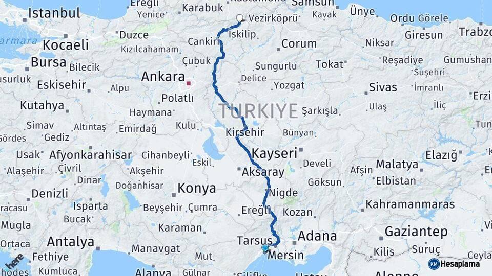 Mersin Tosya Kastamonu Arası Kaç Km - Yol Haritası