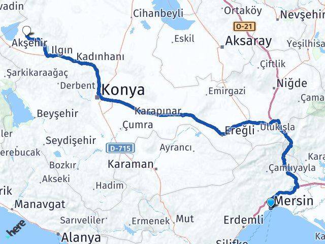 Mersin Tuzlukçu Konya Arası Kaç Km - Yol Haritası