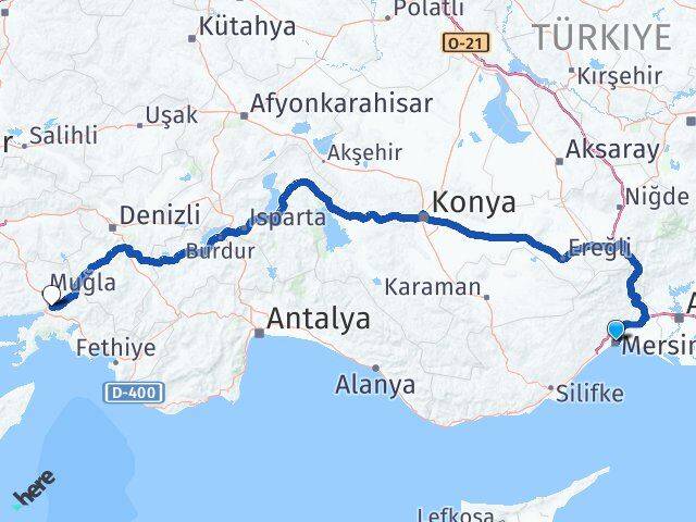 Mersin Ula Muğla Arası Kaç Km - Yol Haritası
