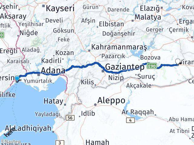Mersin Viranşehir Şanlıurfa Arası Kaç Km - Yol Haritası