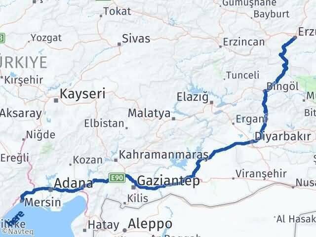 Mersin Yakutiye Erzurum Arası Kaç Km - Yol Haritası