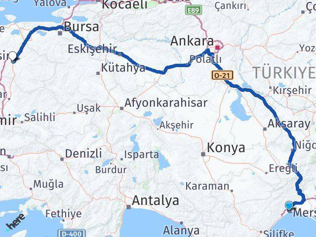 Mersin Yenişehir Balıkesir Arası Kaç Km - Yol Haritası