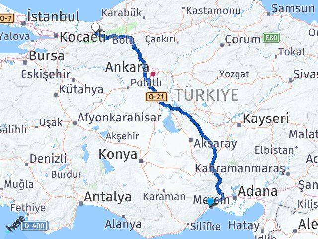 Mersin Yenişehir Düzce Arası Kaç Km - Yol Haritası