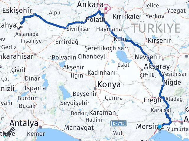 Mersin Yenişehir Kütahya Arası Kaç Km - Yol Haritası
