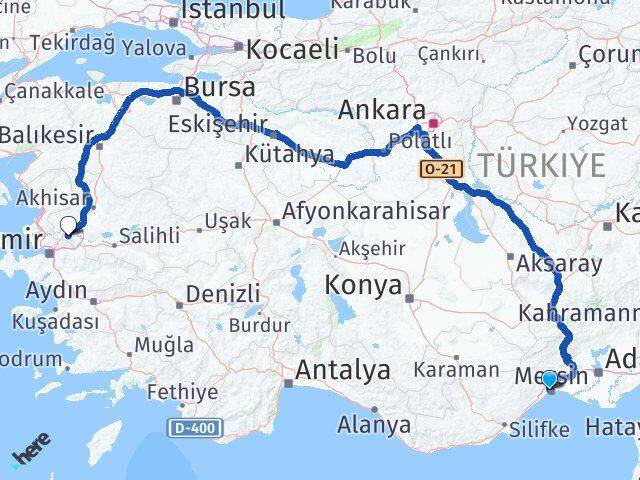 Mersin Yenişehir Manisa Arası Kaç Km - Yol Haritası