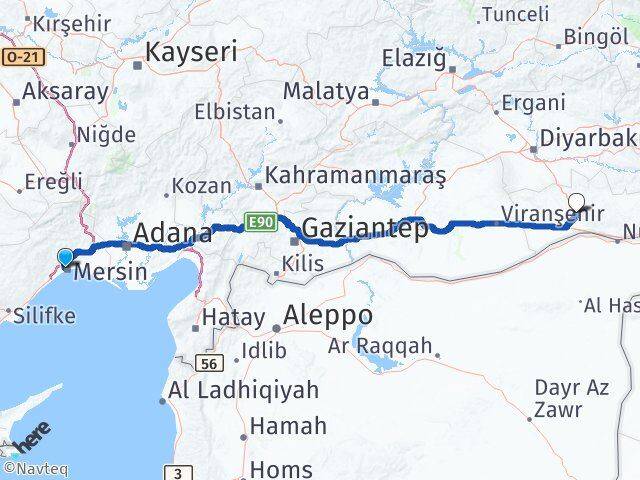 Mersin Yenişehir Mardin Arası Kaç Km - Yol Haritası