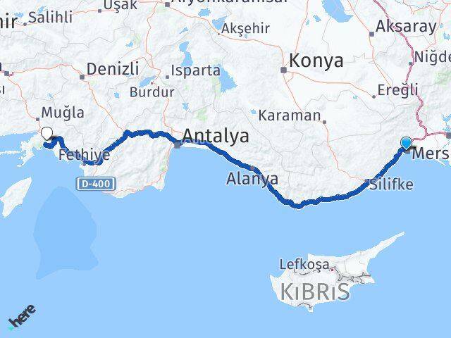 Mersin Yenişehir Muğla Arası Kaç Km - Yol Haritası
