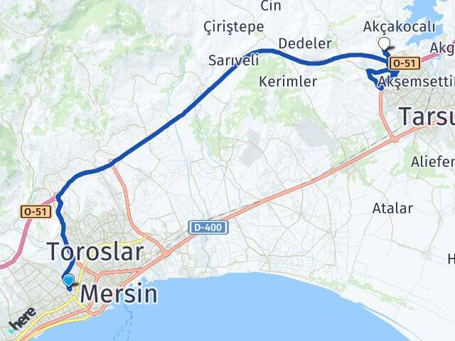 Mersin Yenişehir Tarsus Üniversitesi Arası Kaç Km - Yol Haritası