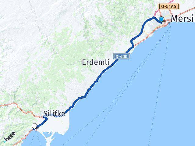 Mersin Yenişehir Taşucu Silifke Arası Kaç Km - Yol Haritası
